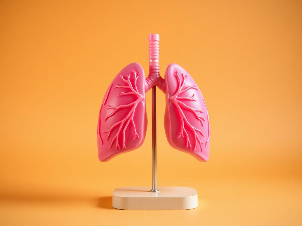 Anatomski model ružičastih pluća na toplom fonu